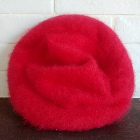 Vintage Parkhurst made in Canada 75% angora red tam hat cap lambswool wool blend - Picture 4 of 13
